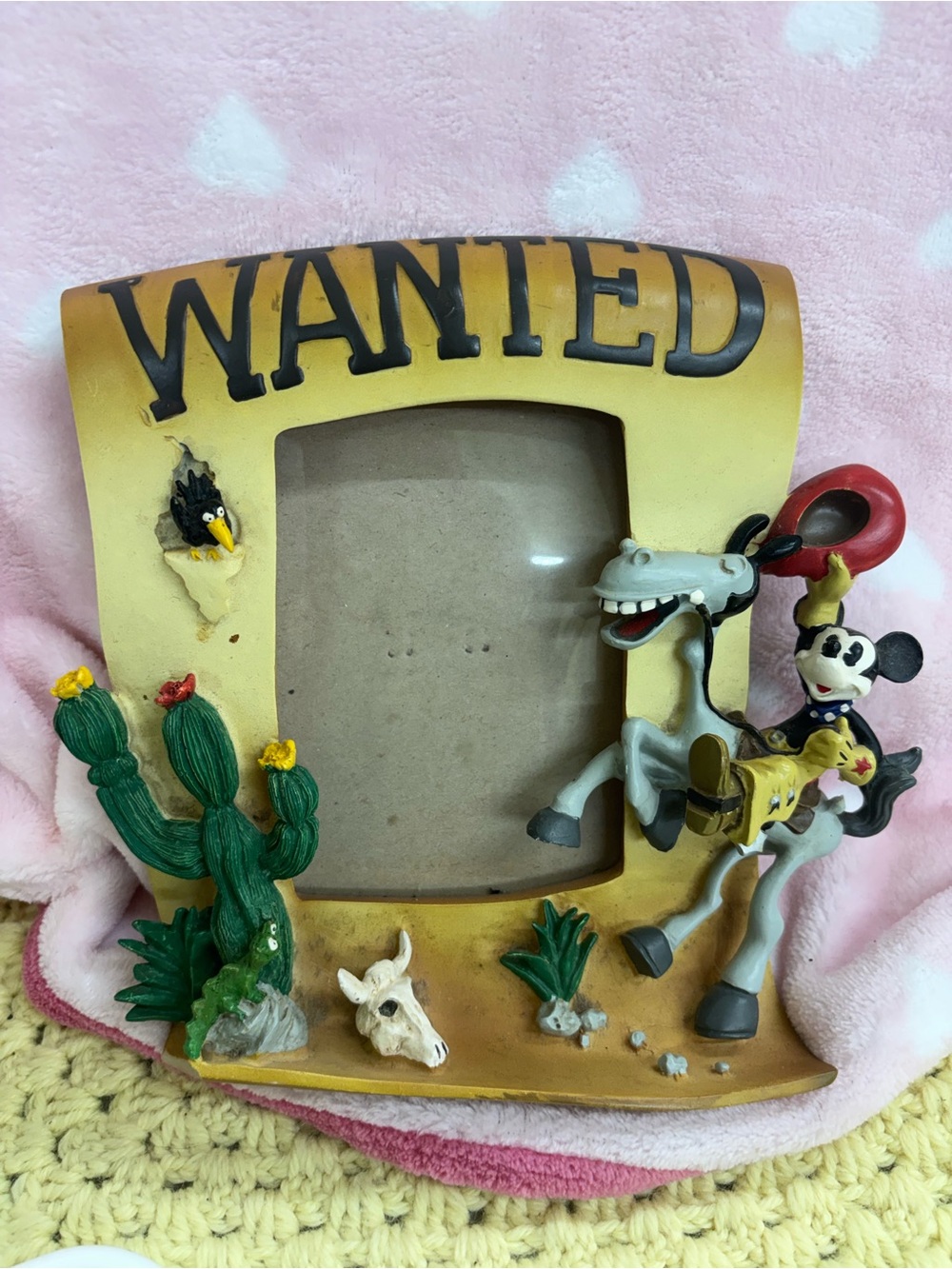 Vtg Disney Mickey Mouse “wanted” western picture frame
